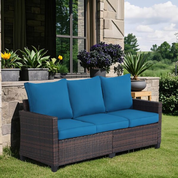 Patio Rattan 3-Seater Sofa - Image 3