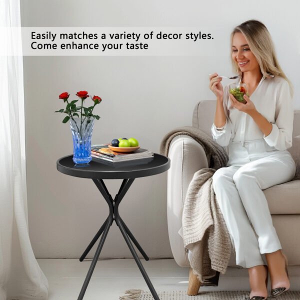 Outdoor Side Table Metal - Portable Accent Table - Image 2