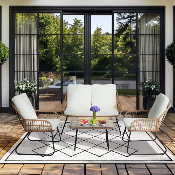 Beiges-4-Piece Rattan Patio Set