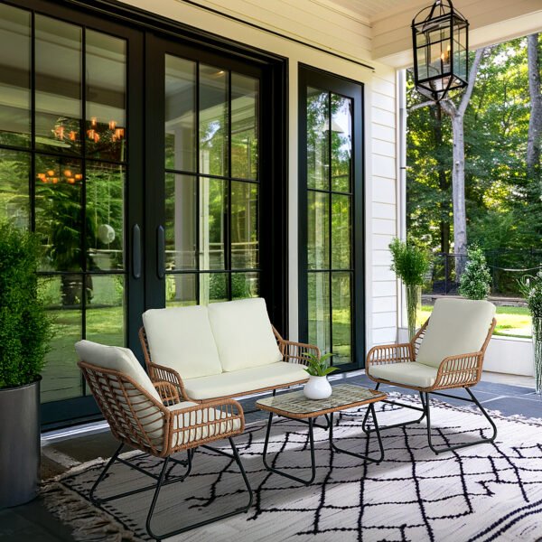 Beiges-4-Piece Rattan Patio Set - Image 2