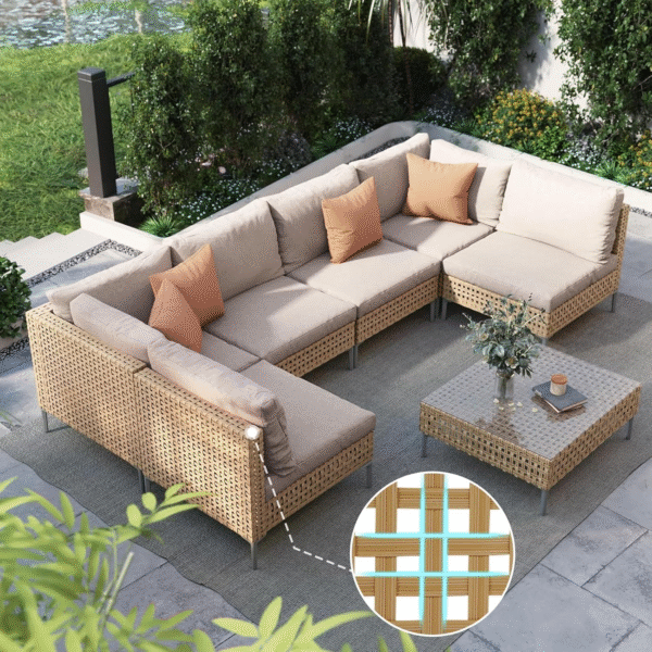 7-Piece Boho Patio Furniture Set with Tea Table - Image 2