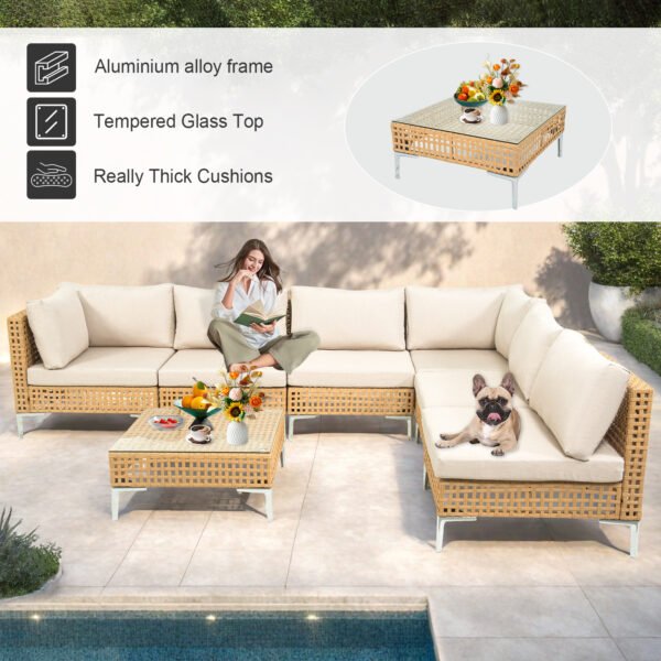 7-Piece Boho Patio Furniture Set with Tea Table - Image 4