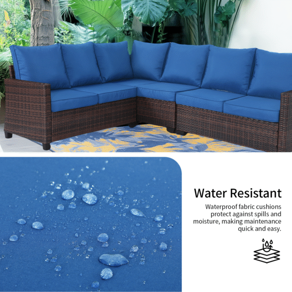 7 Piece Outdoor Dining Sectional Sofa - Image 4