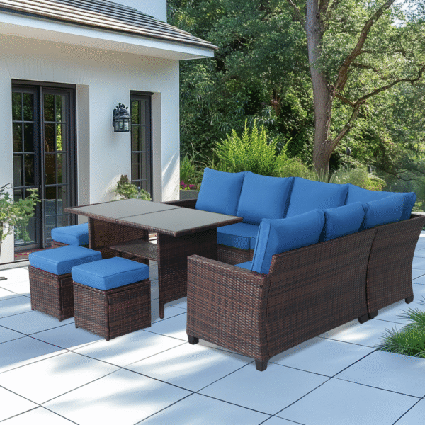 7 Piece Outdoor Dining Sectional Sofa - Image 3