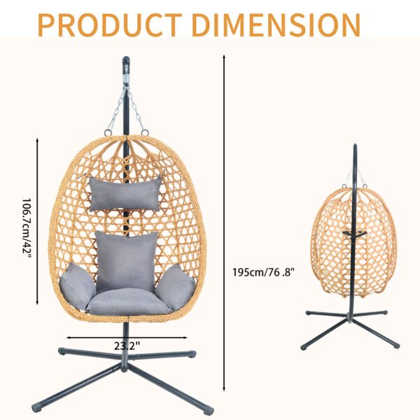 Rattan egg - shaped hanging chair - Image 3