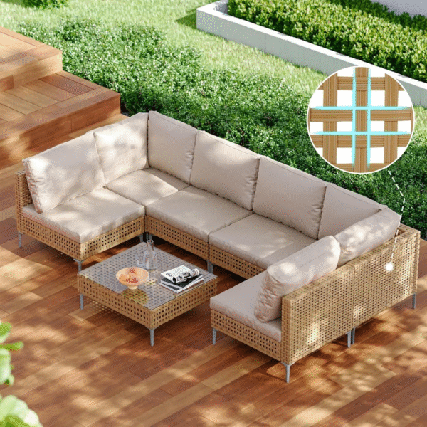 7-Piece Boho Patio Furniture Set with Tea Table - Image 3