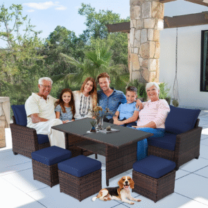 7 Piece Outdoor Dining Sectional Sofa