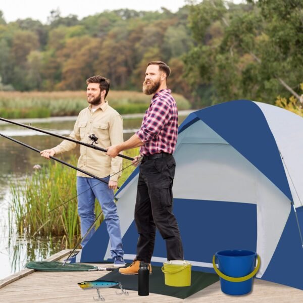 Four-person dome-shaped pole tent with double canopy - Image 2