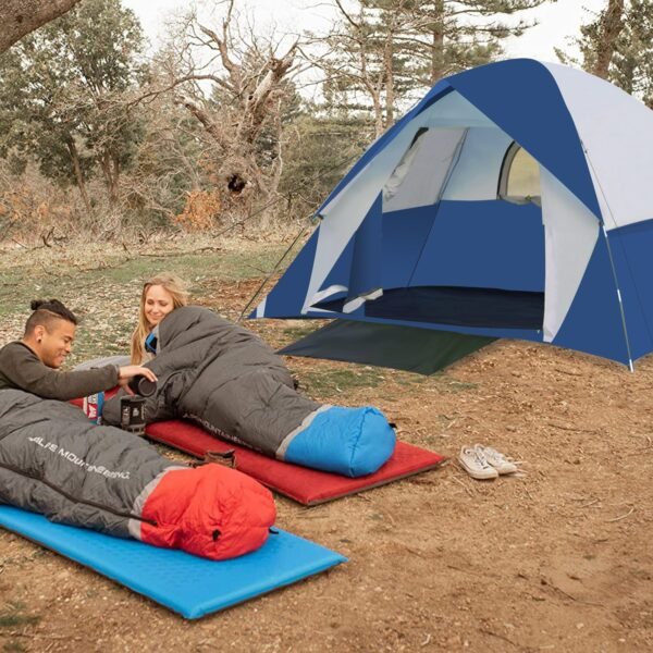 Four-person dome-shaped pole tent with double canopy - Image 3