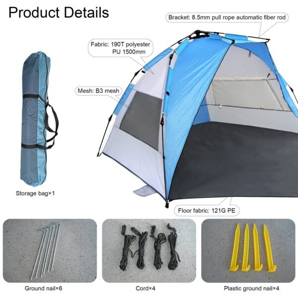 Pull-string automatic beach tent - Image 4