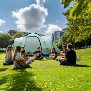 Two-bedroom one-living-room tent
